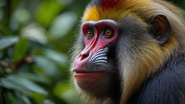 Mandrill Close-up. Close-up of a mandrill in the Gabon jungle.