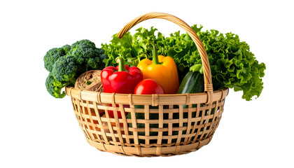Vegetable basket with pepper, lettuce and tomato
