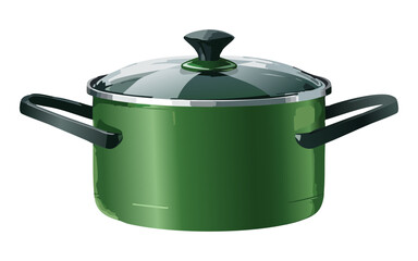 Dark Green Cooking Pot - Vector Illustration