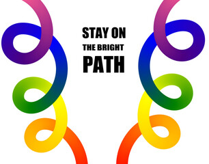 Fototapeta premium Inspirational abstract path design with rainbow gradient brush texture and positive message for motivational posters, modern art, and creative graphics 