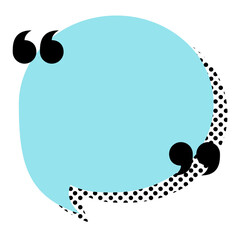 Cartoon blue speech bubble doodle sticker, quote message box, blank chat box element, frame border, banner	