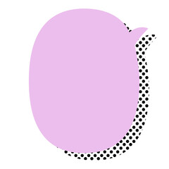 Cartoon purple speech bubble doodle sticker, quote message box, blank chat box element, frame border, banner	