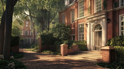 Obraz premium Brick Mansion on a Sunny Day
