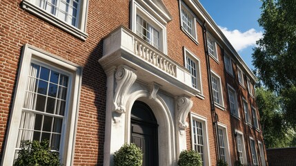 Naklejka premium Elegant Georgian Architecture: Brick Building Facade