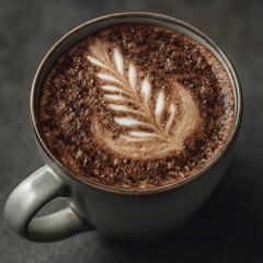 Latte Art Fern Design in Coffee Cup
