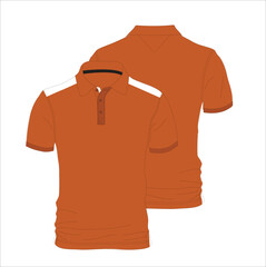Short Sleeve polo shirt vector Fashion flat sketch front and back views vector illustration template
