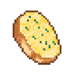 Naklejka premium Pixel art of Garlic bread