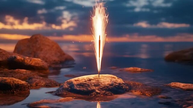 Bright fireworks, firmly planted in the ground, ignite the night sky with dazzling bursts of color.