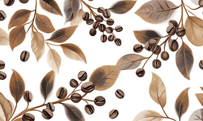 Realistic and artistic illustrations of coffee beans, brewing equipment, coffee cups, baristas, coffee farms, roasting processes, and café scenes