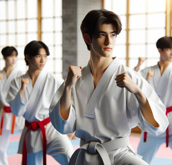Taekwondo training in a gym -Generative AI