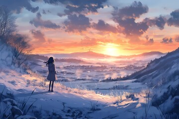 Winter sunrise landscape viewpoint