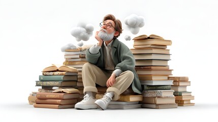 young woman with books