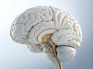 Detailed Anatomical Model of Human Brain with Cerebral Cortex, Cerebellum, and Brainstem for Neuroscience Education