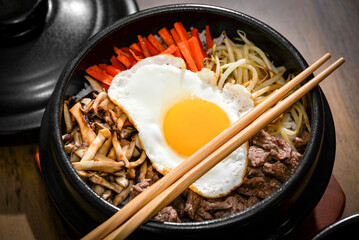 Bibimbap, a Korean mixed rice bowl