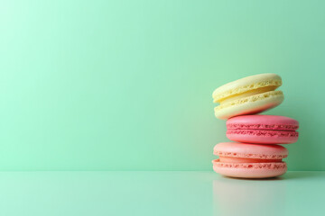 Cozy Corner Macarons: Clean Food Photography with Gel Lighting on Mint Background