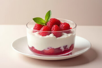 Elegant Greek Yogurt Parfait: Fine Dining Food Photography with Split Lighting and Clean Style