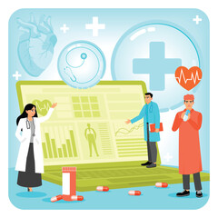 Healthcare Professionals with Medical Technology and Data-Driven Tools in a Modern Setting.
