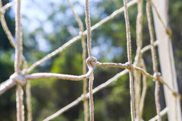 Football goal net on an amateur field in Rio de Janeiro. © BrunoMartinsImagens