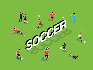  Soccer Game Isometric Illustration