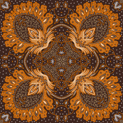Mandala ornament with batik style motif