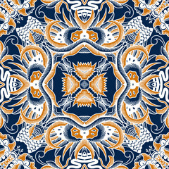 Mandala ornament with batik style motif