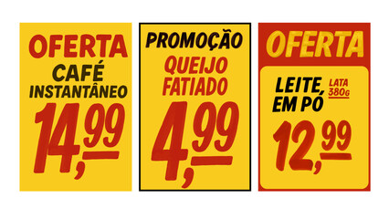 Brazilian Hand-Painted Supermarket Price Signs – Promo Posters Collection