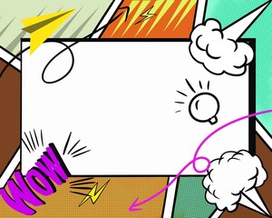 comic book explosion Colorful page comic cartoon background with blank speech bubble