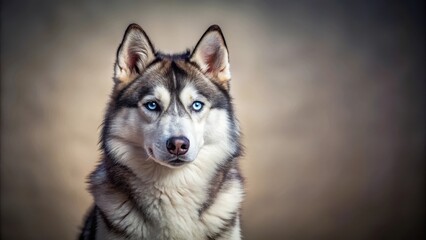 Obraz premium A husky sits quietly with an intense stare at its surroundings