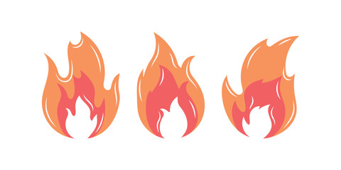 Retro fire flame icon with textured look. Grunge-style vintage logo, badge, or label. Vector illustration in hipster aesthetic. Hand drawn fire icons