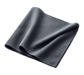 Soft gray microfiber cleaning cloth draped isolated on transparent background