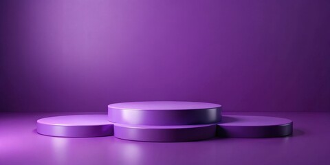 Minimalist Purple Podiums on Empty Background, round, purple, round