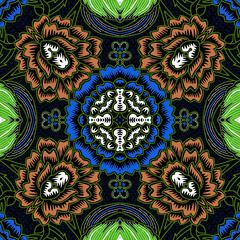 Mandala ornament with batik style motif