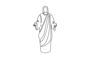 Continuous one line drawing of Jesus christ. Single line drawing illustration of Lord jesus. Happy Ascension Day concept vector art. Doodle line illustration.