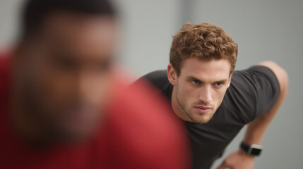 dynamic scene of athletes engaged in highintensity endurance training utilizing advanced technology like wearable