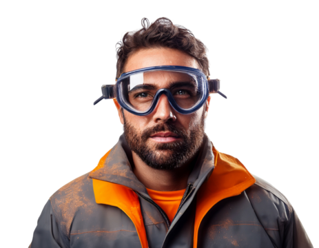 Focused Worker in Safety Gear