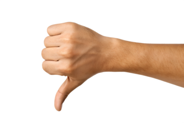 Disapproving hand gesture isolated on transparent background