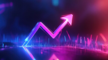 Abstract Neon Arrow Rising, Visualizing Financial Growth and Development Trends