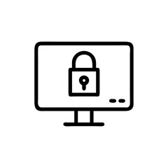 Digital security concept with a lock icon on a monitor screen, symbolizing data protection and online privacy.