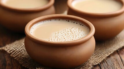 Beverage in traditional mugs