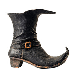 a black cowboy boot with a buckle on the side
