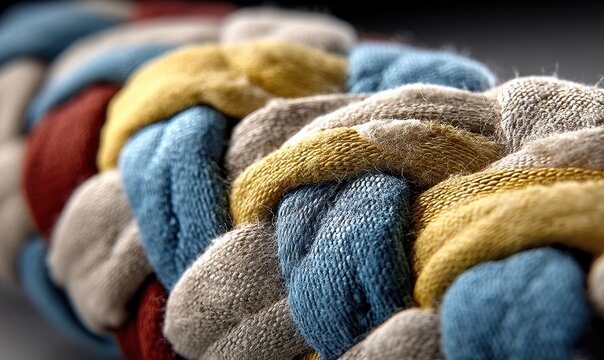 Tresse textile color&eacute;e, d&eacute;tail macro