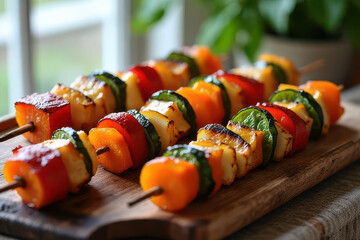 Grilled Veggie Skewers Food Photography: Soft Daylight, Clean Style, High Resolution