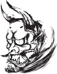 般若のおしゃれな和風墨絵マークイラスト