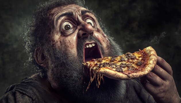 D&eacute;voration fr&eacute;n&eacute;tique d'une pizza