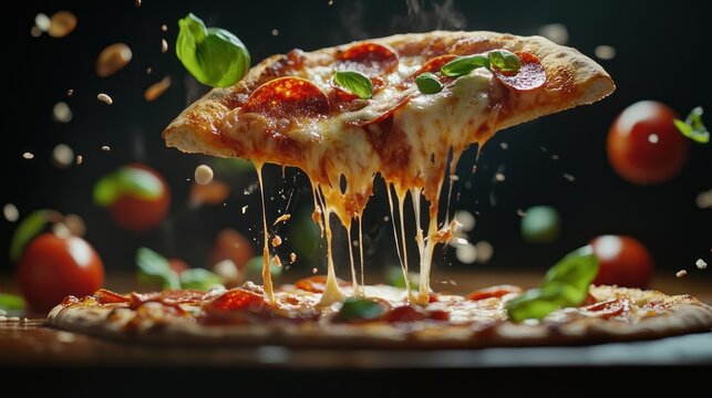 Delicious pizza slice with melted cheese (15)
