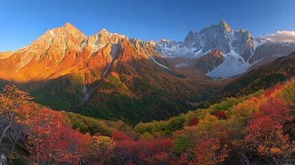 Autumn mountain valley panorama