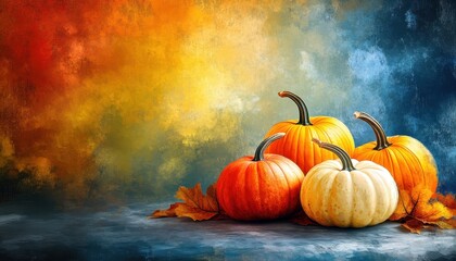 Nature morte automnale avec citrouilles