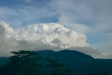 Lush Green Mountain Range Covered with Dense Forest Trees and Native Plants in Natural Landscape. Scenic View of Verdant Mountain Hills with Evergreen Trees and Nature-Loving Flora. Sinharaja Forest