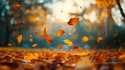 Autumnal foliage dancing in the gentle breeze.