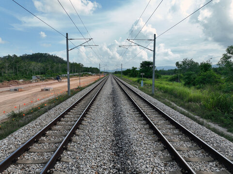 double track railway in the rural area